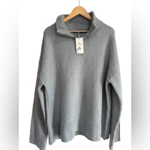 Elegant Gray Cowl Neck Sweater